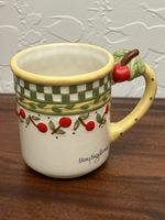 Mary Engelbreit Mug Yellow Green Cherries Checker Ceramic 1998 Vintage EUC
