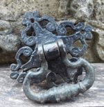 A RECLAIMED EXTRA LARGE  GOTHIC IRON CHURCH TWIST HANDLE DOOR PULL #G9