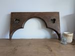 Antique Gothic Revival Panel Solid Oak Wood Salvage Piece Clover Arch Decor Vgc