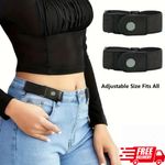 2X NO Bulge Hassle Buckle-Free Elastic Belts Womens Mens Invisible Belt Jeans
