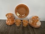 Fire-King Peach Lustre VTG tea set 1950s, orange glass finish. 20 Pieces