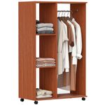 Open Wardrobe Clothes Rail on Wheels with 3 Storage Cubbies Bedroom Organiser UK
