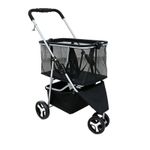 Three-Wheel Cart Portable Cart with Mesh Basket Smooth for Errands