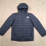 The North Face Puffer Jacket Boys Medium Blue Hooded Quilted Winter Coat