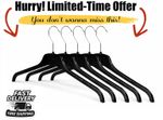 NON SLIP COAT & CLOTHES BLACK PLASTIC HANGERS ADULT TROUSER HANGING SPACE SAVING