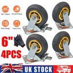 4X 6"  Heavy Duty Swivel Caster Wheels Castor 1000KG Load, 2 with Brakes