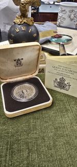 1980 Queen Mother 80th Birthday Sterling Silver Proof Crown Coin 25p Royal Mint