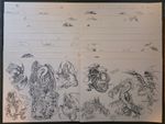 Set Of 20 Mickie Kott Traditional Tattoo Flash Production Sheets, Biker, Dragons