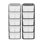5 Drawer Plastic Storage Tower Unit Chest Home Bedroom Bathroom School Office