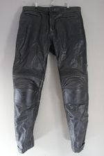 TEXPEED BLACK LEATHER BIKER TROUSERS+HIP & KNEE/SHIN CE ARMOUR WAIST 38"/LEG 32"