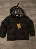 Burberry London England Black Down Puffer Jacket Coat With Hood Size s