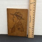 Vintage WWII USAAF Pilot Portrait Ink on Wood Prop & Wings Insignia Folk Art