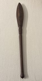 Vtg Carved Ironwood Ceremonial Club W/ Cross Hatching Pineapple Head Totokia(?)