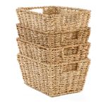 GATARN Seagrass Storage Baskets, Natural Hand Woven Hampers For Home - Set of 4