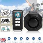 Rechargeable Bike Alarm with Remote,110dB Loud Wireless Anti Theft Vibration UK
