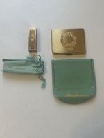 Vintage Elgin American Powder Compact Original Pouch With Lipstick Holder Gold