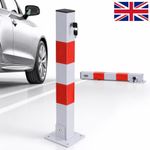 Lockable Folding Parking Barrier Security Bollard Post Car Park Drive Reflectve