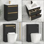 Bathroom Vanity Unit Basin Sink Furniture Jet Black Cabinet Storage BTW WC Pan