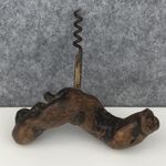 Corkscrew With A Uniquely Carved Wooden Handle Collectable Vintage