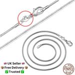 925 Sterling Silver Snake Chain Necklace Shiny Stamp Brand New Non-Tarnish