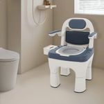 Pp Adult Bedside Commode Toilet W/ Armrest & Tissue Box Moible Toilet Load 100kg