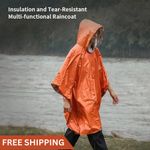 Emergency Waterproof Rain Poncho PE Survival Blanket Camping Hiking Rainwear