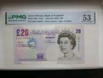 Great Britain Treasury Note P390b B402 1999 £20 Bailey PMG 53 AUNC