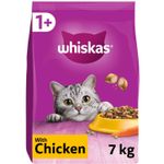 14kg Whiskas 1+ Adult Complete Dry Cat Food Chicken Bulk Pack Cat Biscuits