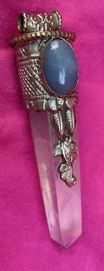 Tantric Buddhist Amethyst Quartz Crystal Wand Pendant For Healing & Peace