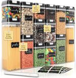 14Pc Airtight Food Storage Container Set Clear Kitchen Pantry Canisters