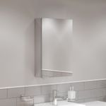 Single Door Bathroom Mirror Cabinet Cupboard Stainless Steel Wall Mounted 400mm