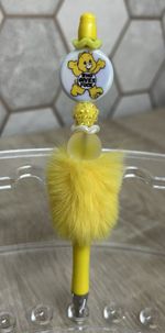 Handmade Novelty yellow swear bear naughty word beaded pen