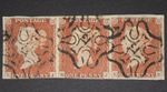 GB SG8m-No.12 1841 QV 1d Red-Brown, No.12 Maltese Cross, Strip x3 Fine Cat £1050