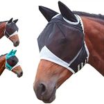 Horse Fly Mask Padded Mesh Hood with Ears, Full & Half Face S/M/L