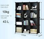 Black DIY PP Storage Cube Organiser 12 Cubes Bookcase Cabinet Wardrobe UK