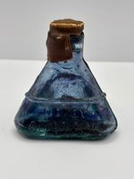 Old aqua glass Derby all british ink, ink bottle, inkwell with origin wax seal