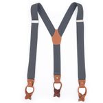 Men's 6-button Adult Trouser Braces Brown Casual Suspenders Extended Length 35mm