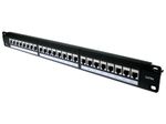 1U 19" Cat6A Shielded 24 Port In-Line Patch Panel Network Ethernet Rack Mounting