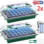 2X 40 Holes Seed Trays with Grow Light Full Spectrum Plants Propagator Trays UK