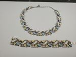 VTG Crown Trifari Enamel Flower Necklace Bracelet Set Pastel Floral