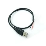 USB A Male to 2 Pin Bare Wire 20AWG Pigtail Power Cable DIY Repair 0.5M 1M