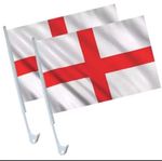 2 x England Car Flags. Window attachment, exterior 30cmx46cm 12"x18"