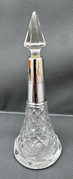 Antique Cut Glass Perfume Scent Bottle Hallmarked Sterling Silver London Collar