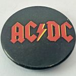 AC/DC Lightning Bolt Logo 1980s Vintage Hard Rock Heavy Metal Button Badge Pin
