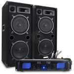 Max Dual 10" Passive PA Speakers & Amp Set for DJ Sound System 1800W