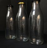 3 x 1 LITRE GLASS MILK BOTTLE with Secure Lid, Store Milk, Vase, Juice, Water