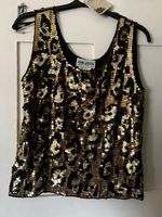 Vintage Ann Green Hand Beaded Leopard Print Top-silk-Medium