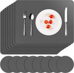 Placemats and Coaster Sets 8, Faux Leather Waterproof Dual-Sided Table Mats Non