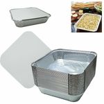 PE 9" x 9" NO9'LARGE DEEP ALUMINIUM FOIL FOOD CONTAINERS WITH LIDS OVEN BAKING 