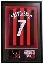 Andriy Shevchenko AC Milan Hand Signed Football Shirt LED Framed Beckett COA